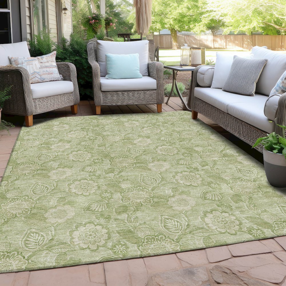 Machine Washable Indoor/Outdoor Chantille Sage 3' x 5' Rug. Picture 7