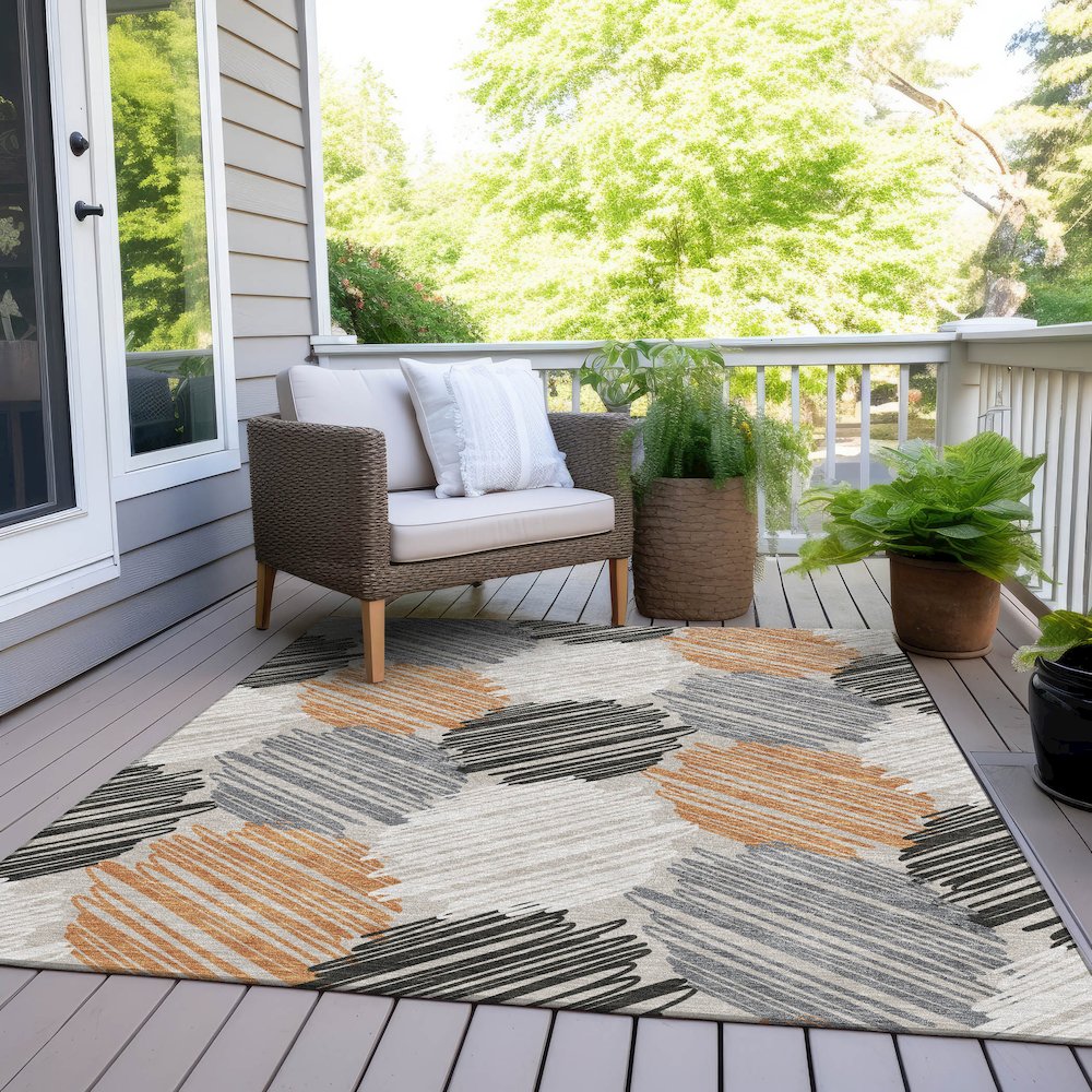 Machine Washable Indoor/Outdoor Chantille Copper 3' x 5' Rug. Picture 8