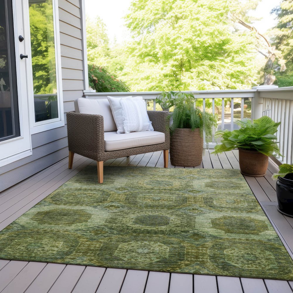 Machine Washable Indoor/Outdoor Chantille Aloe 3' x 5' Rug. Picture 8