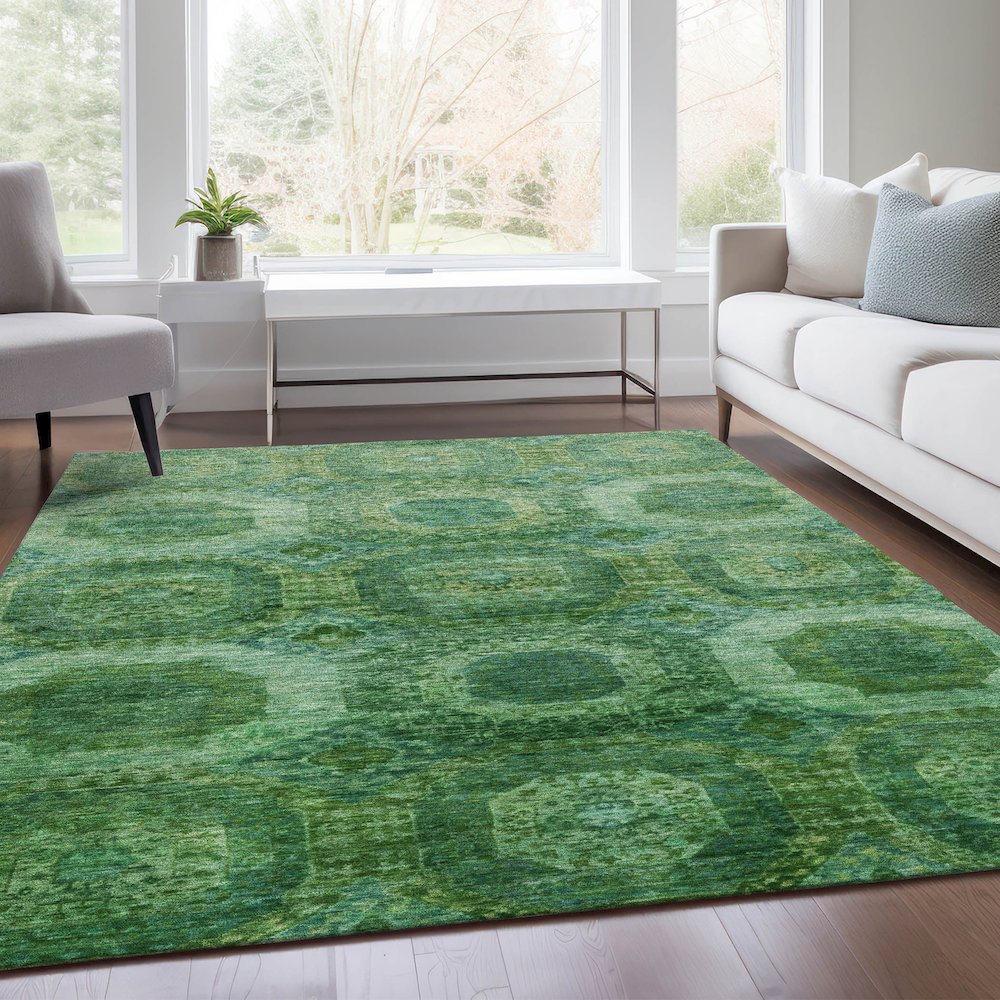 Machine Washable Indoor/Outdoor Chantille Emerald 3' x 5' Rug. Picture 6
