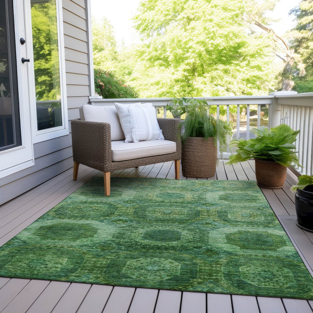 Machine Washable Indoor/Outdoor Chantille Emerald 3' x 5' Rug. Picture 8