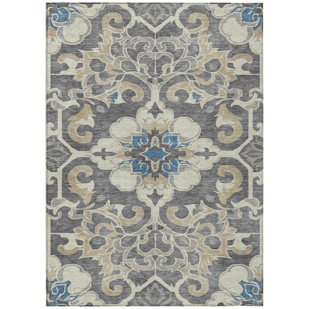 Machine Washable Indoor/Outdoor Chantille Beige 3' x 5' Rug. Picture 1