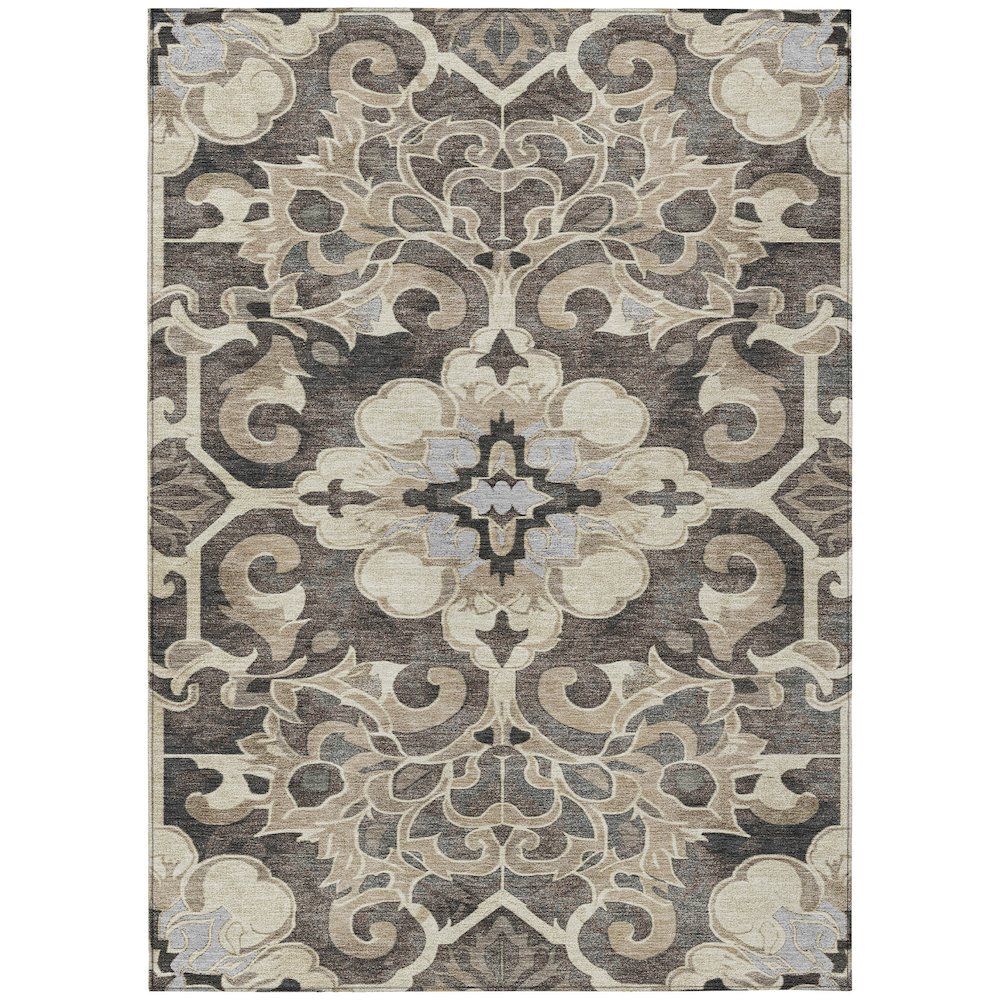 Machine Washable Indoor/Outdoor Chantille Chocolate 3' x 5' Rug. Picture 1