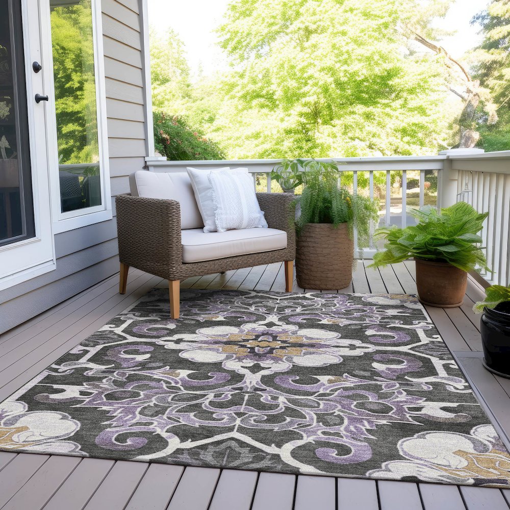 Machine Washable Indoor/Outdoor Chantille Purple 3' x 5' Rug. Picture 8