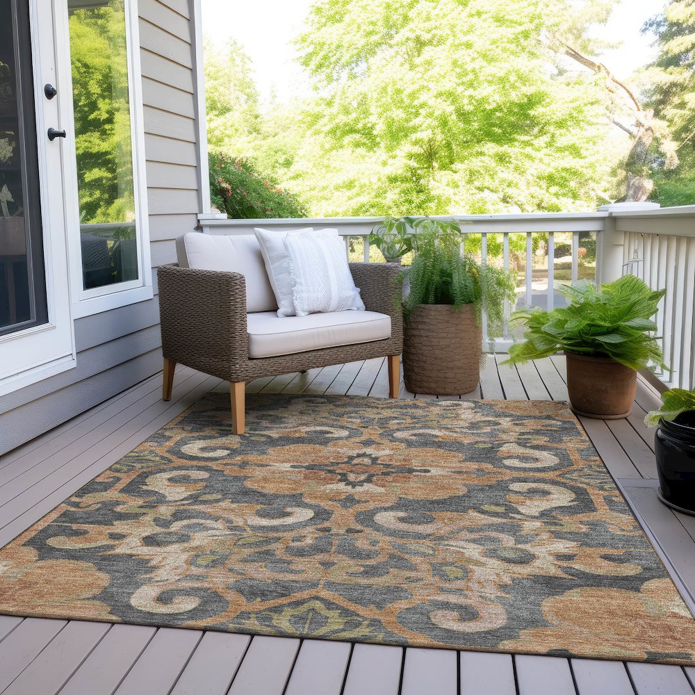 Machine Washable Indoor/Outdoor Chantille Terracotta 3' x 5' Rug. Picture 8
