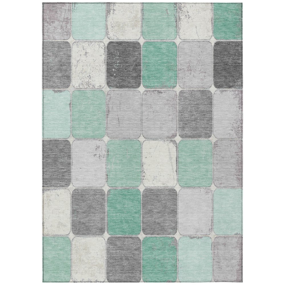 Machine Washable Indoor/Outdoor Chantille Mint 3' x 5' Rug. Picture 1