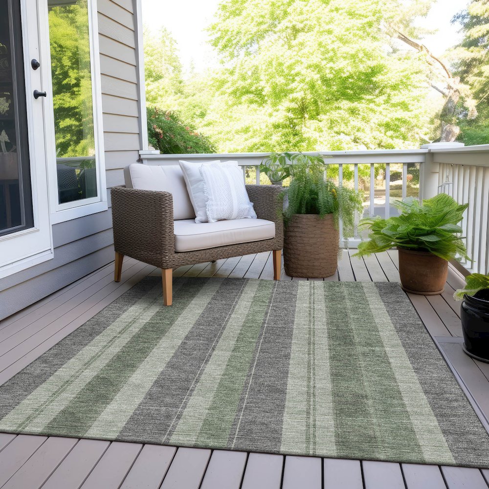 Machine Washable Indoor/Outdoor Chantille Green 3' x 5' Rug. Picture 8