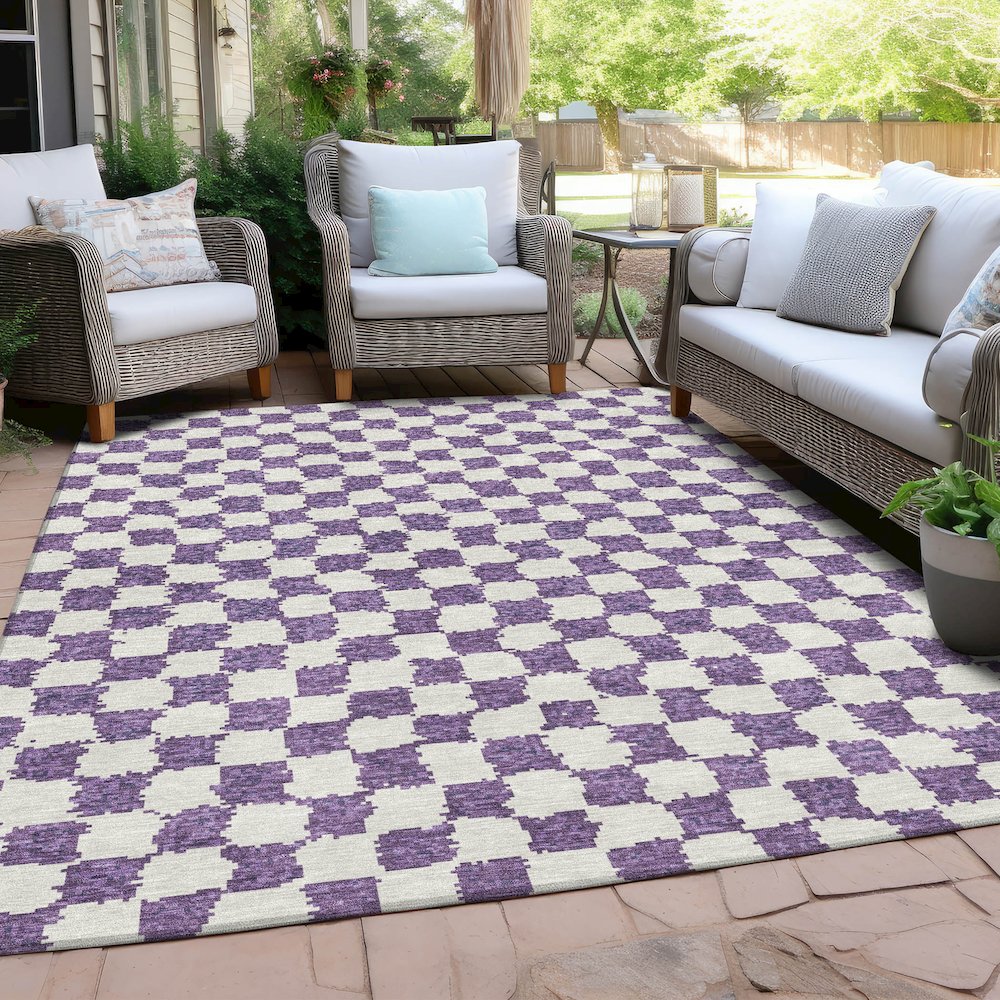 Machine Washable Indoor/Outdoor Chantille Purple 3' x 5' Rug. Picture 7