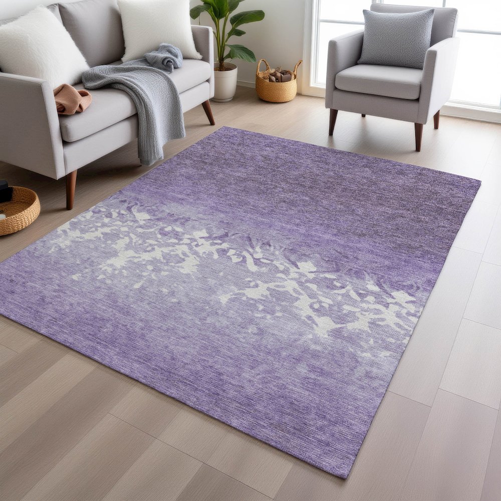 Machine Washable Indoor/Outdoor Chantille Purple 3' x 5' Rug. Picture 5