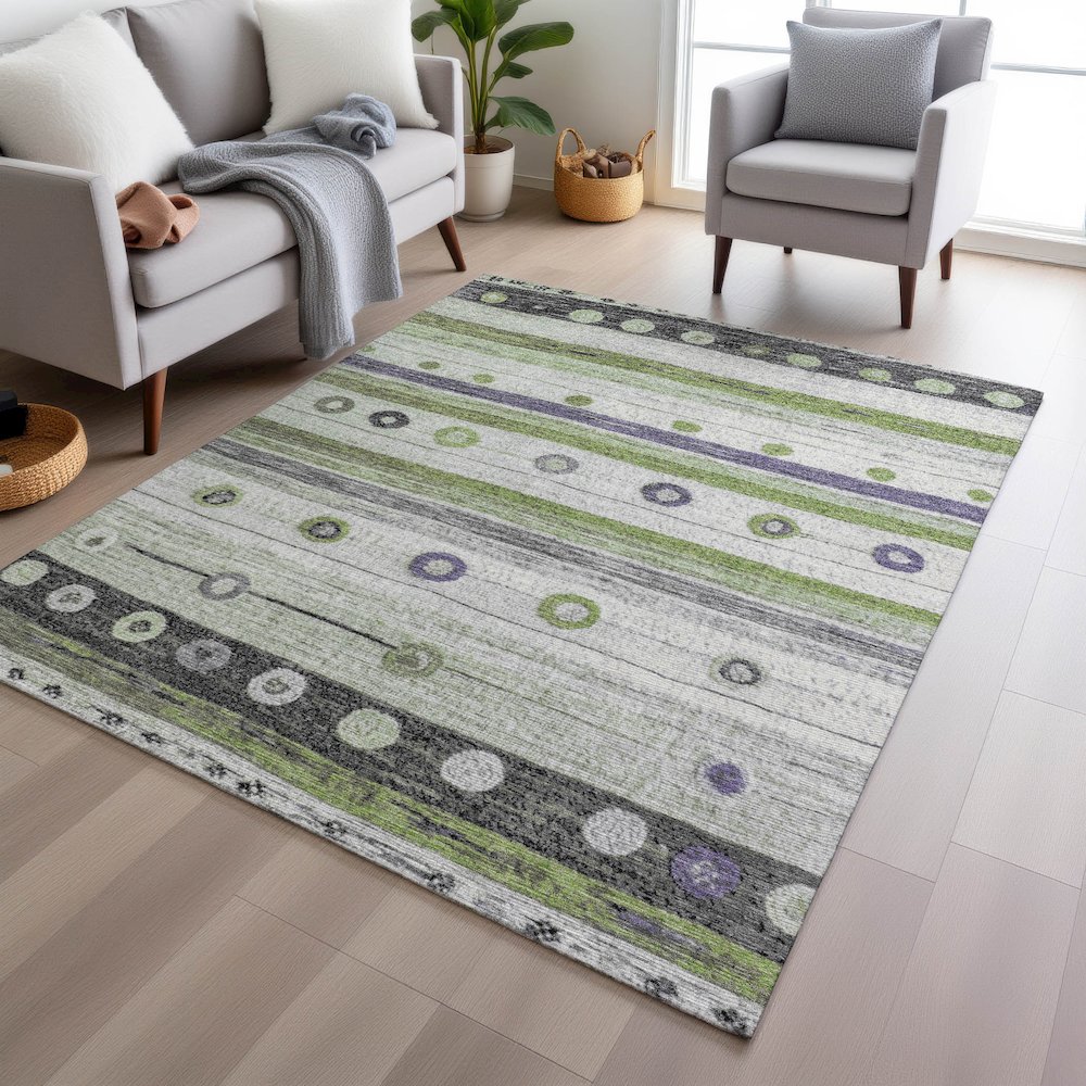 Machine Washable Indoor/Outdoor Chantille Aloe 3' x 5' Rug. Picture 5