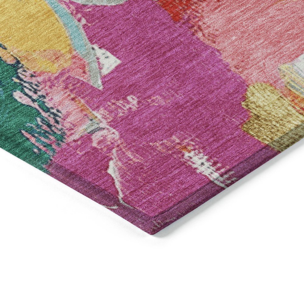 Machine Washable Indoor/Outdoor Chantille Blush 2'3" x 7'6" Runner Rug. Picture 3