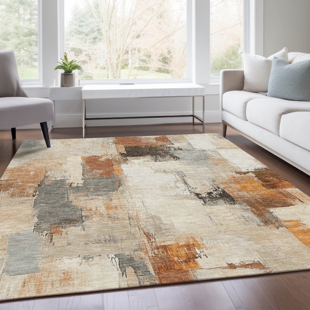 Machine Washable Indoor/Outdoor Chantille Ivory 3' x 5' Rug. Picture 6