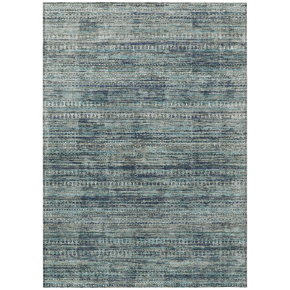 Machine Washable Indoor/Outdoor Chantille Teal 3' x 5' Rug. Picture 1