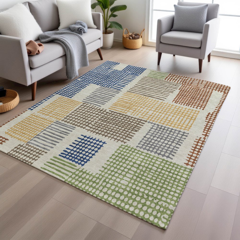 Machine Washable Indoor/Outdoor Chantille Putty 3' x 5' Rug. Picture 5