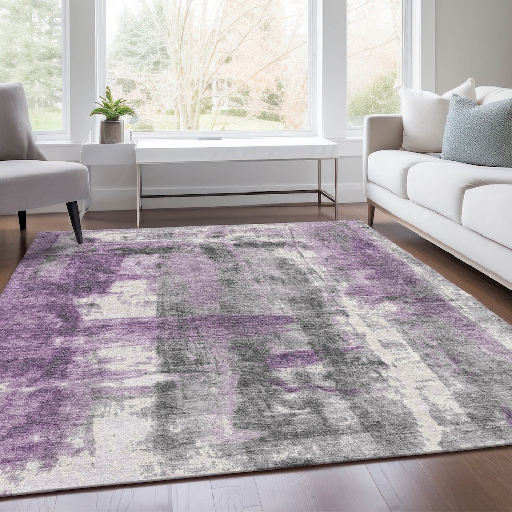 Machine Washable Indoor/Outdoor Chantille Purple 3' x 5' Rug. Picture 6