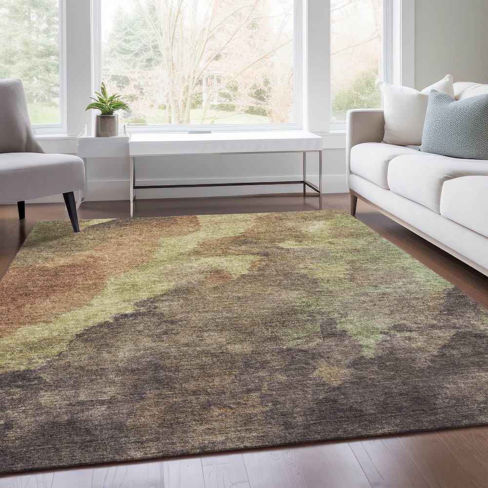 Machine Washable Indoor/Outdoor Chantille Mocha 3' x 5' Rug. Picture 6