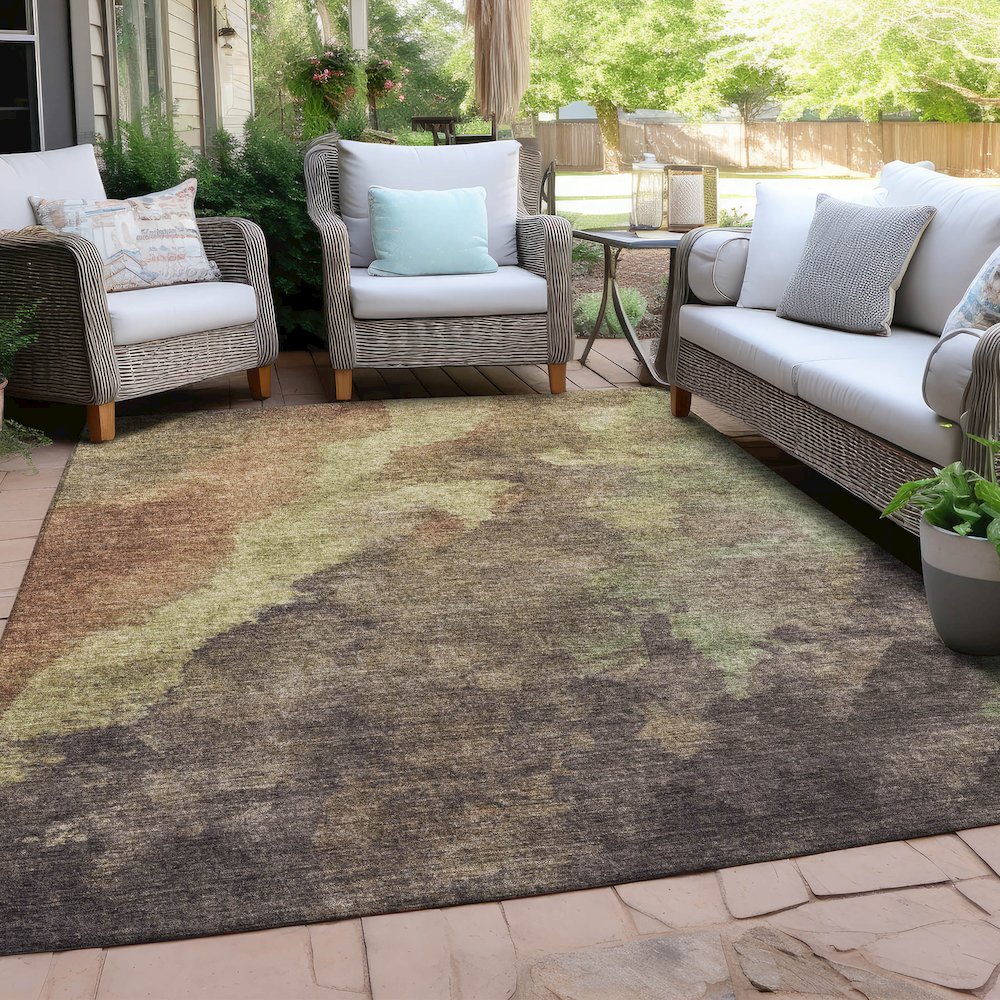 Machine Washable Indoor/Outdoor Chantille Mocha 3' x 5' Rug. Picture 7