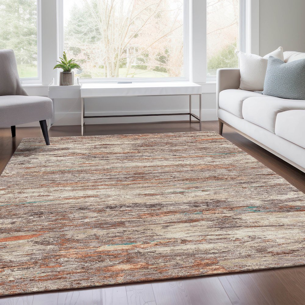 Machine Washable Indoor/Outdoor Chantille Terracotta 3' x 5' Rug. Picture 6