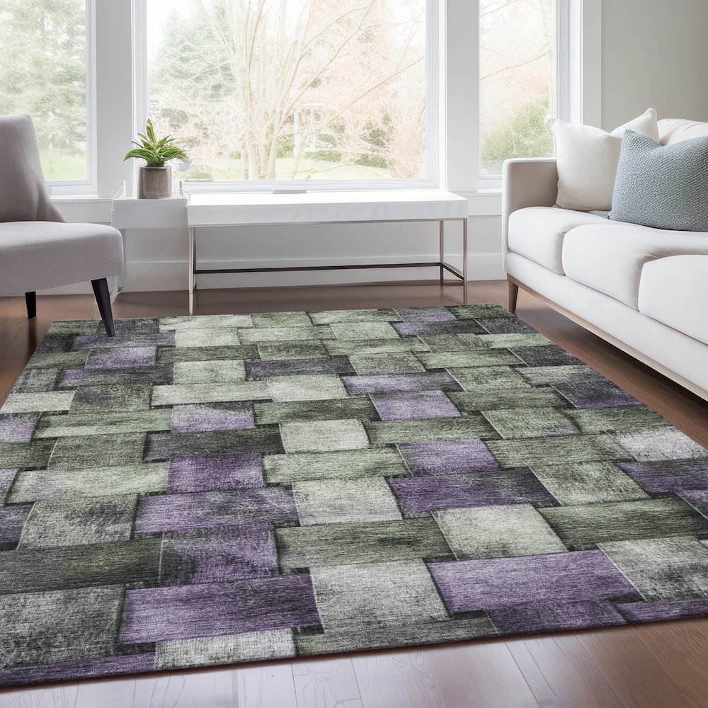 Machine Washable Indoor/Outdoor Chantille Sage 3' x 5' Rug. Picture 6