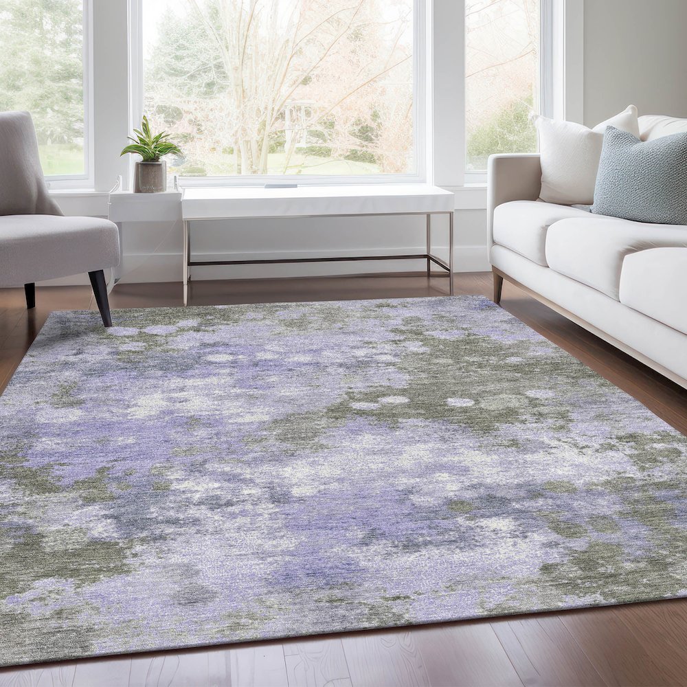 Machine Washable Indoor/Outdoor Chantille Lavender 3' x 5' Rug. Picture 6