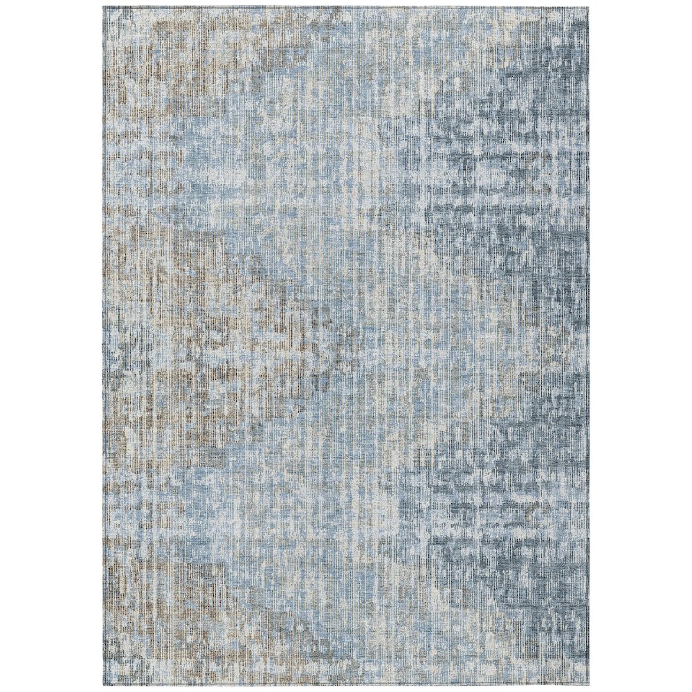 Machine Washable Indoor/Outdoor Chantille Denim 3' x 5' Rug. Picture 1