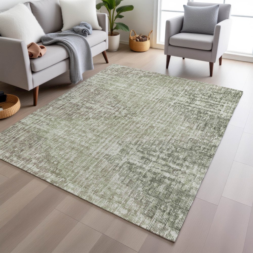 Machine Washable Indoor/Outdoor Chantille Fern 3' x 5' Rug. Picture 5