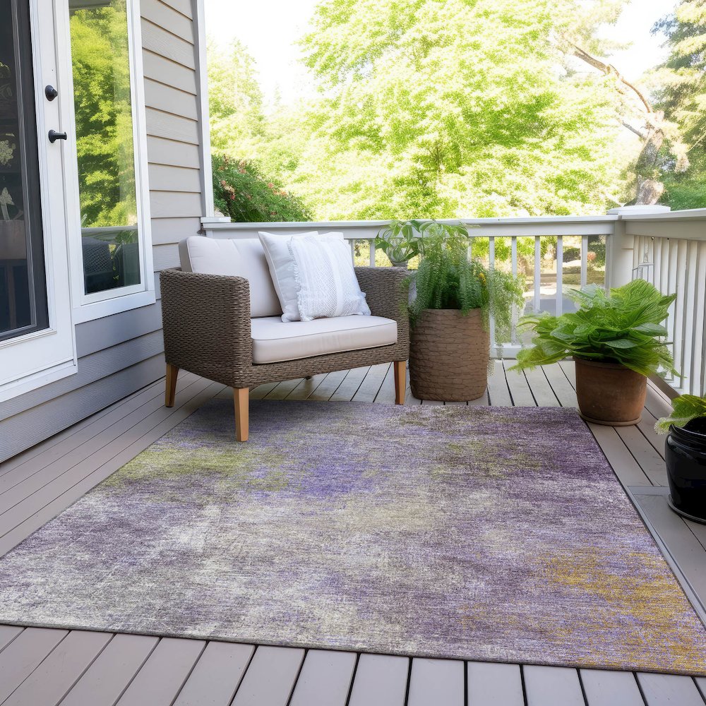 Machine Washable Indoor/Outdoor Chantille Purple 3' x 5' Rug. Picture 8