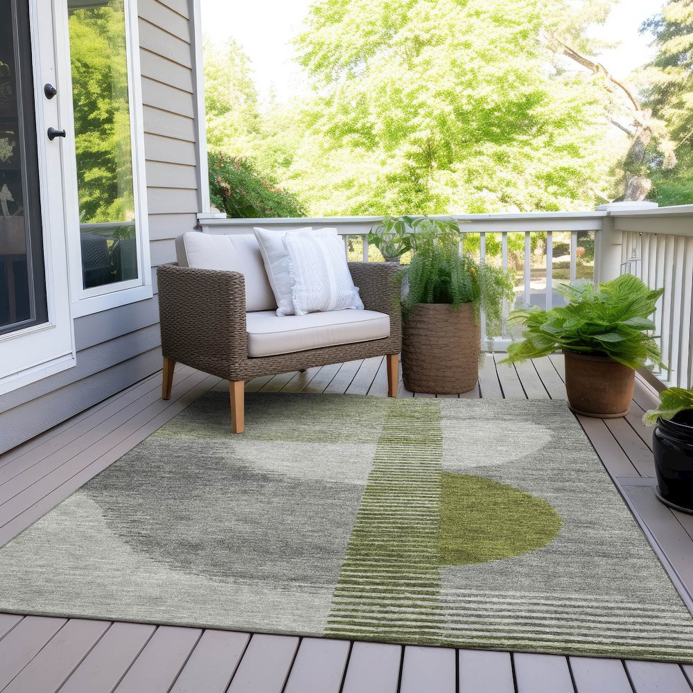 Machine Washable Indoor/Outdoor Chantille Olive 3' x 5' Rug. Picture 8