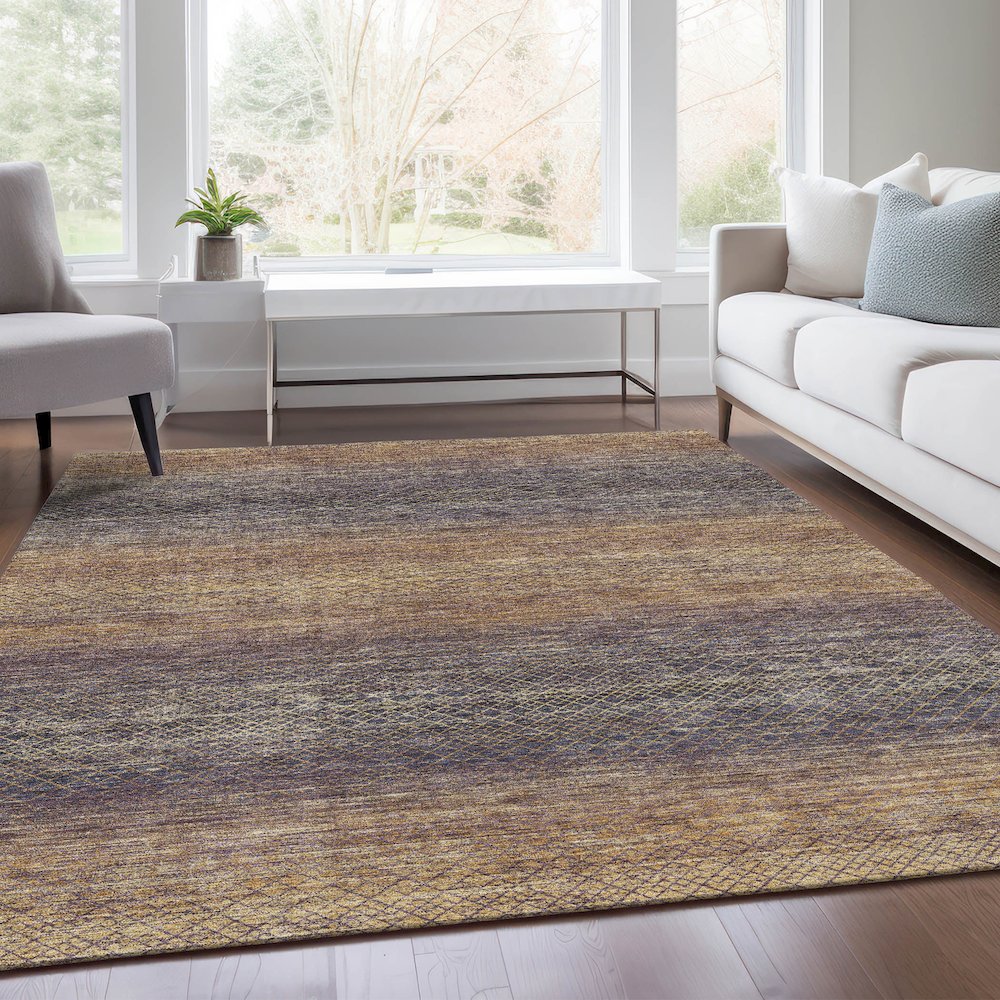 Machine Washable Indoor/Outdoor Chantille Eggplant 3' x 5' Rug. Picture 6