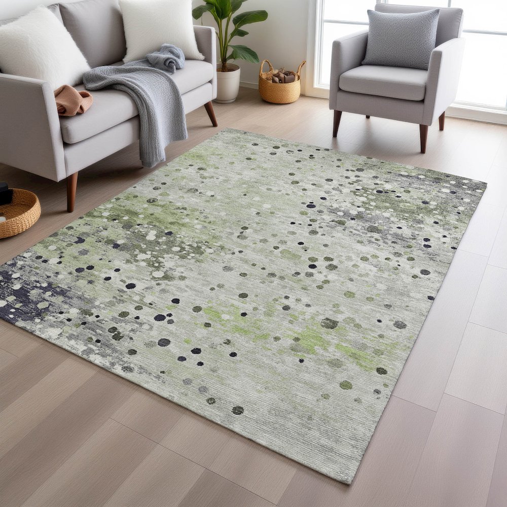 Machine Washable Indoor/Outdoor Chantille Aloe 3' x 5' Rug. Picture 5