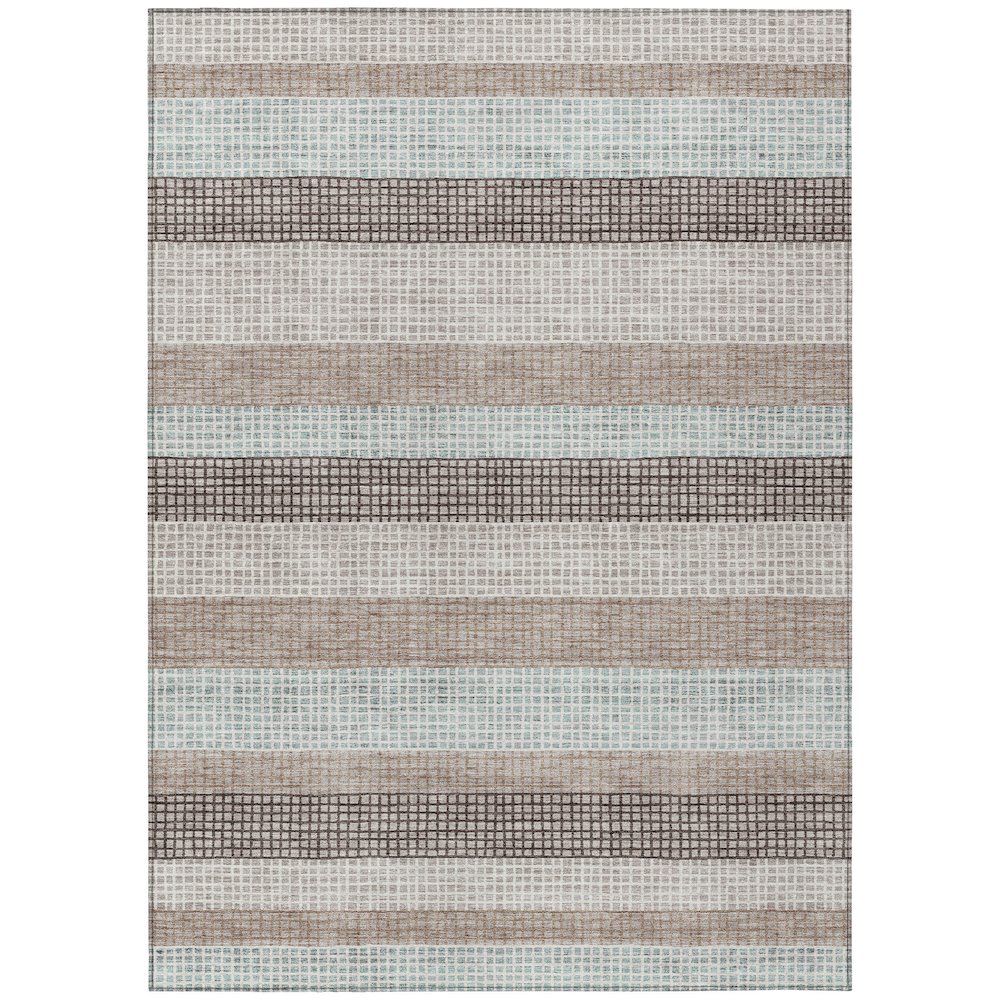 Machine Washable Indoor/Outdoor Chantille Taupe 3' x 5' Rug. Picture 1