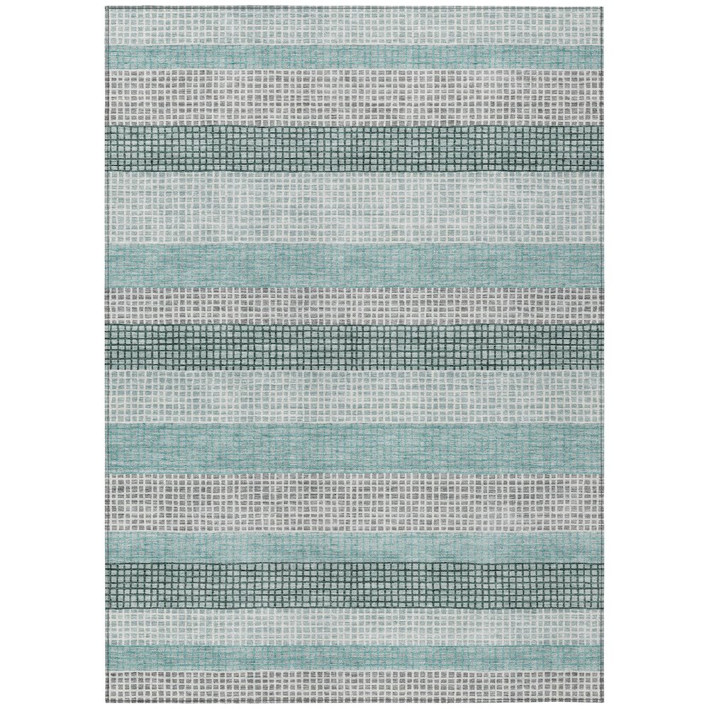 Machine Washable Indoor/Outdoor Chantille Teal 3' x 5' Rug. Picture 1