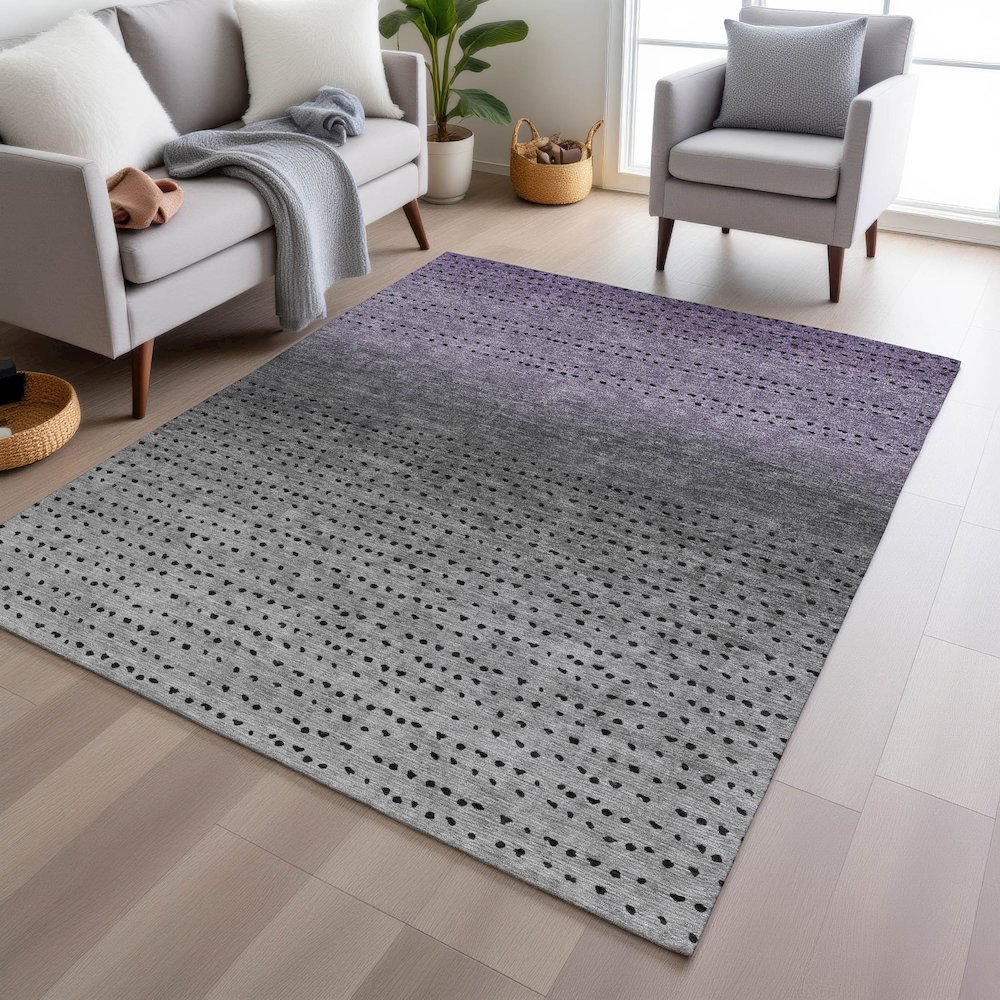 Machine Washable Indoor/Outdoor Chantille Purple 3' x 5' Rug. Picture 5