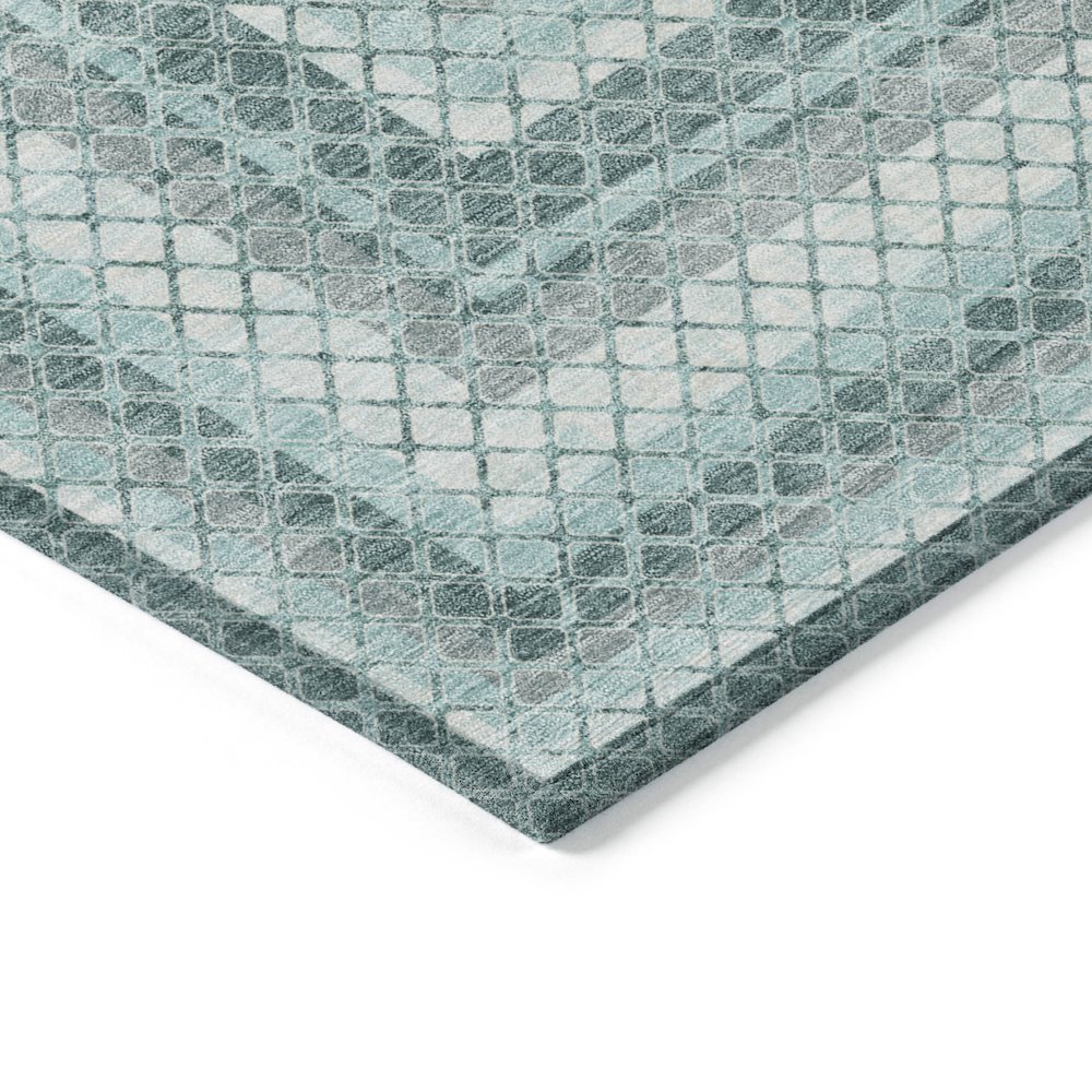 Machine Washable Indoor/Outdoor Chantille Teal 2'3" x 7'6" Runner Rug. Picture 3