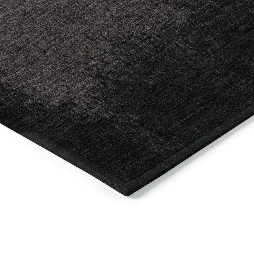 Machine Washable Indoor/Outdoor Chantille Black 2'3" x 7'6" Runner Rug. Picture 3