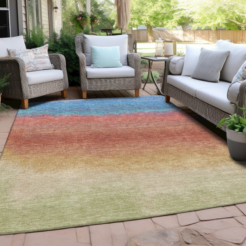 Machine Washable Indoor/Outdoor Chantille Coral 3' x 5' Rug. Picture 7