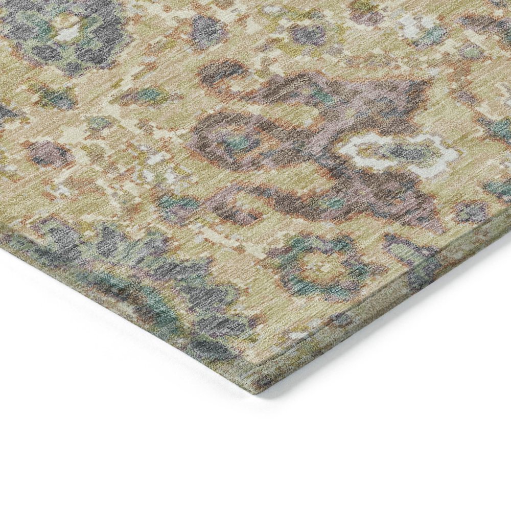 Machine Washable Indoor/Outdoor Chantille Gold 2'3" x 7'6" Runner Rug. Picture 3