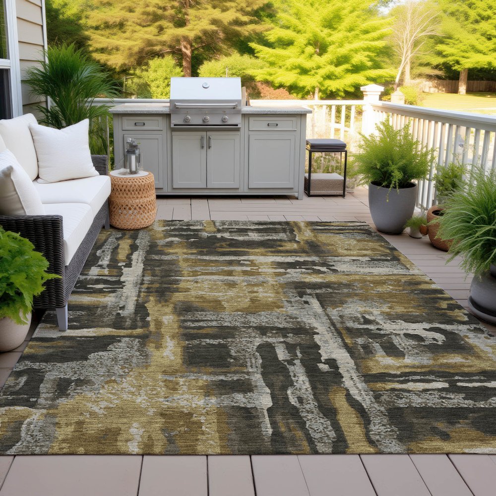 Machine Washable Indoor/Outdoor Chantille ACN2015 Coffee 3' x 5' Rug. Picture 7
