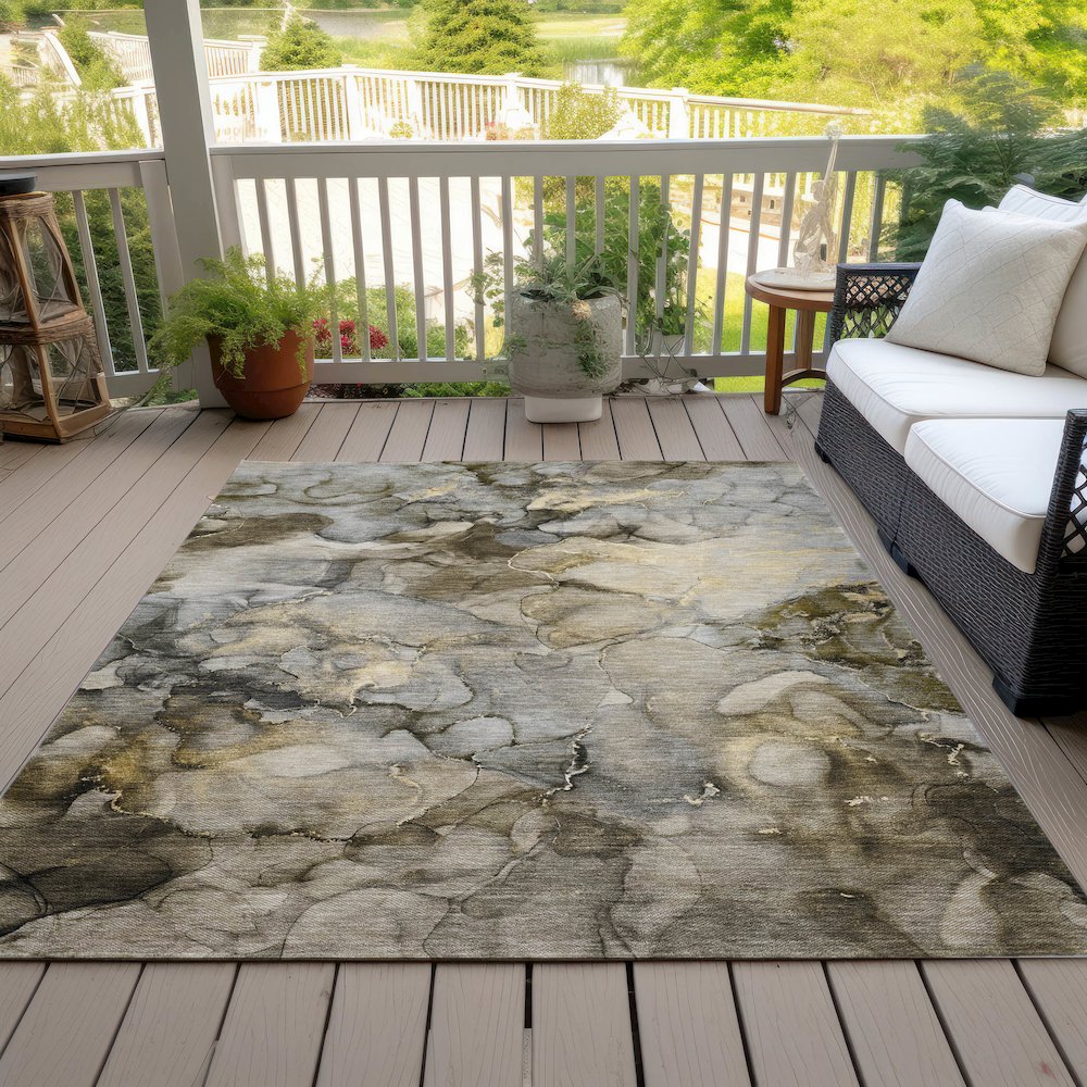 Machine Washable Indoor/Outdoor Chantille ACN2018 Pewter 3' x 5' Rug. Picture 8