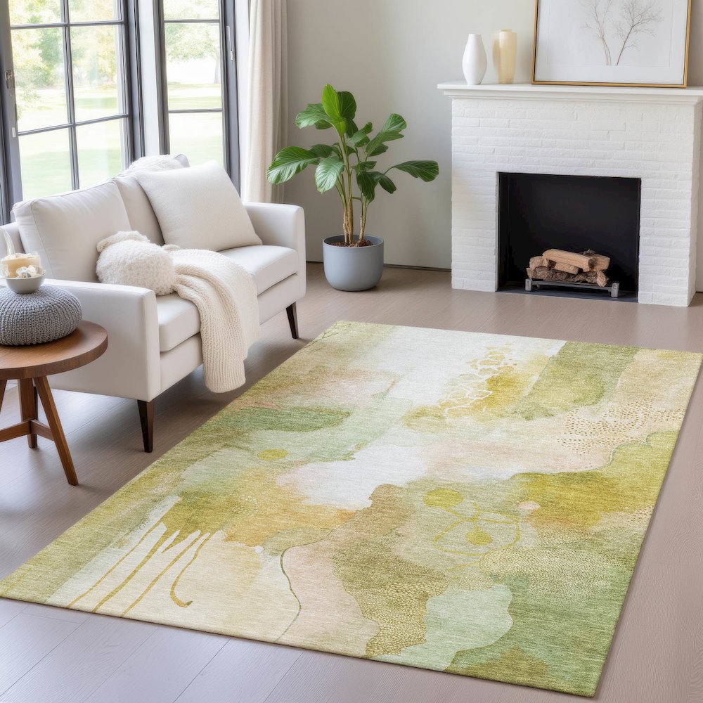 Machine Washable Indoor/Outdoor Chantille ACN2019 Fern 3' x 5' Rug. Picture 5