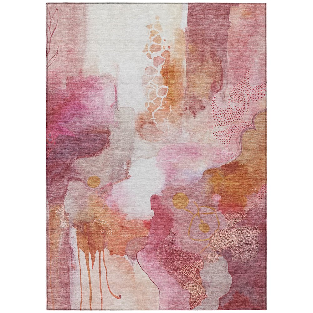 Machine Washable Indoor/Outdoor Chantille ACN2019 Pink 3' x 5' Rug. Picture 1