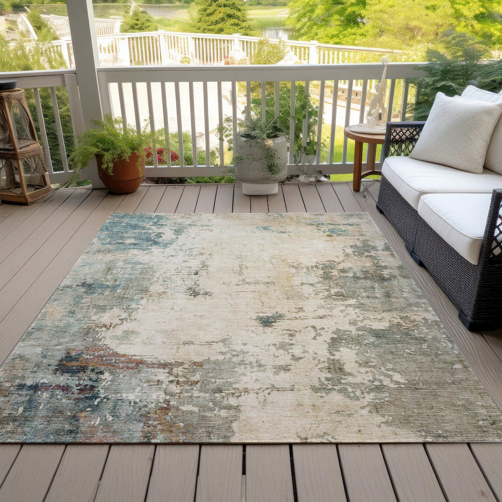 Machine Washable Indoor/Outdoor Chantille ACN2022 Ivory 3' x 5' Rug. Picture 8
