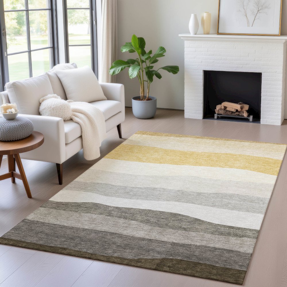 Machine Washable Indoor/Outdoor Chantille ACN2023 Pewter 3' x 5' Rug. Picture 5
