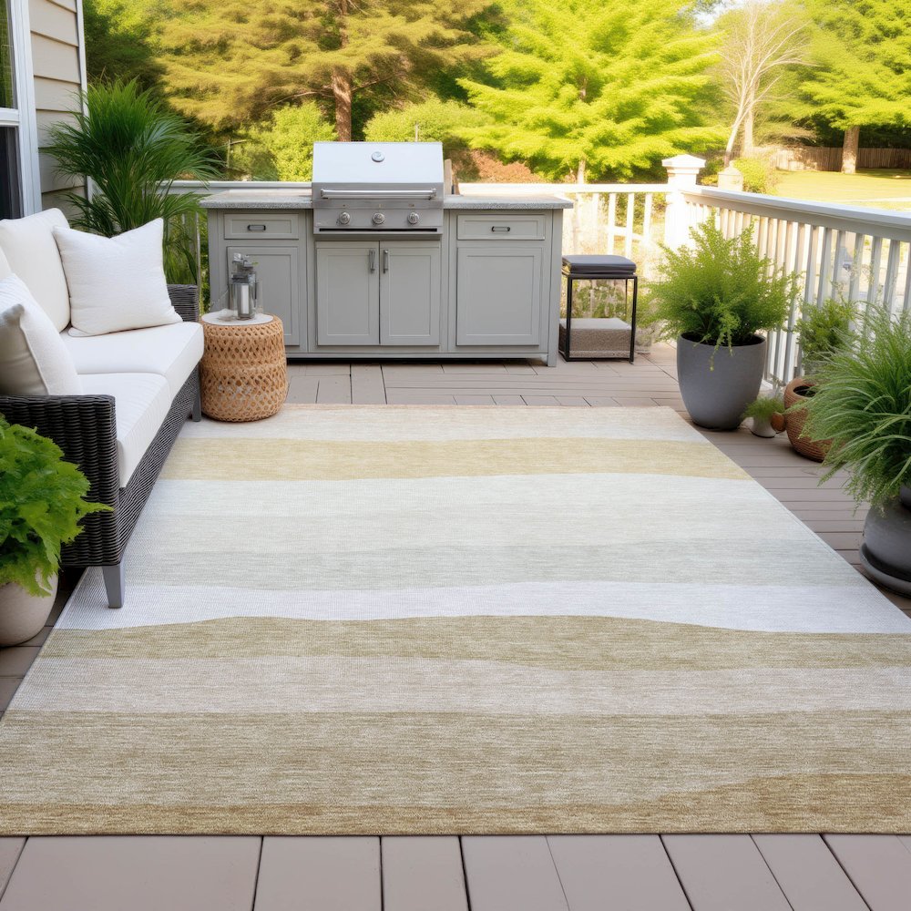 Machine Washable Indoor/Outdoor Chantille ACN2023 Wheat 3' x 5' Rug. Picture 7