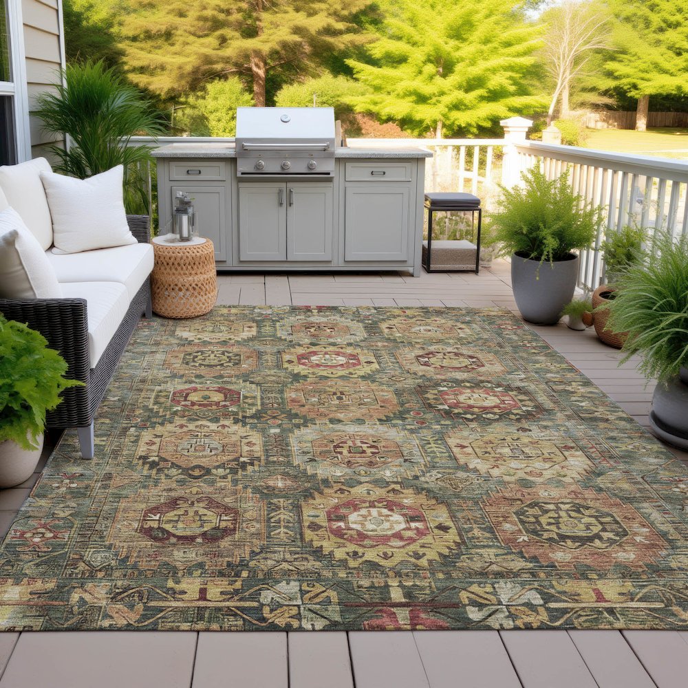 Machine Washable Indoor/Outdoor Chantille ACN2024 Aloe 3' x 5' Rug. Picture 7