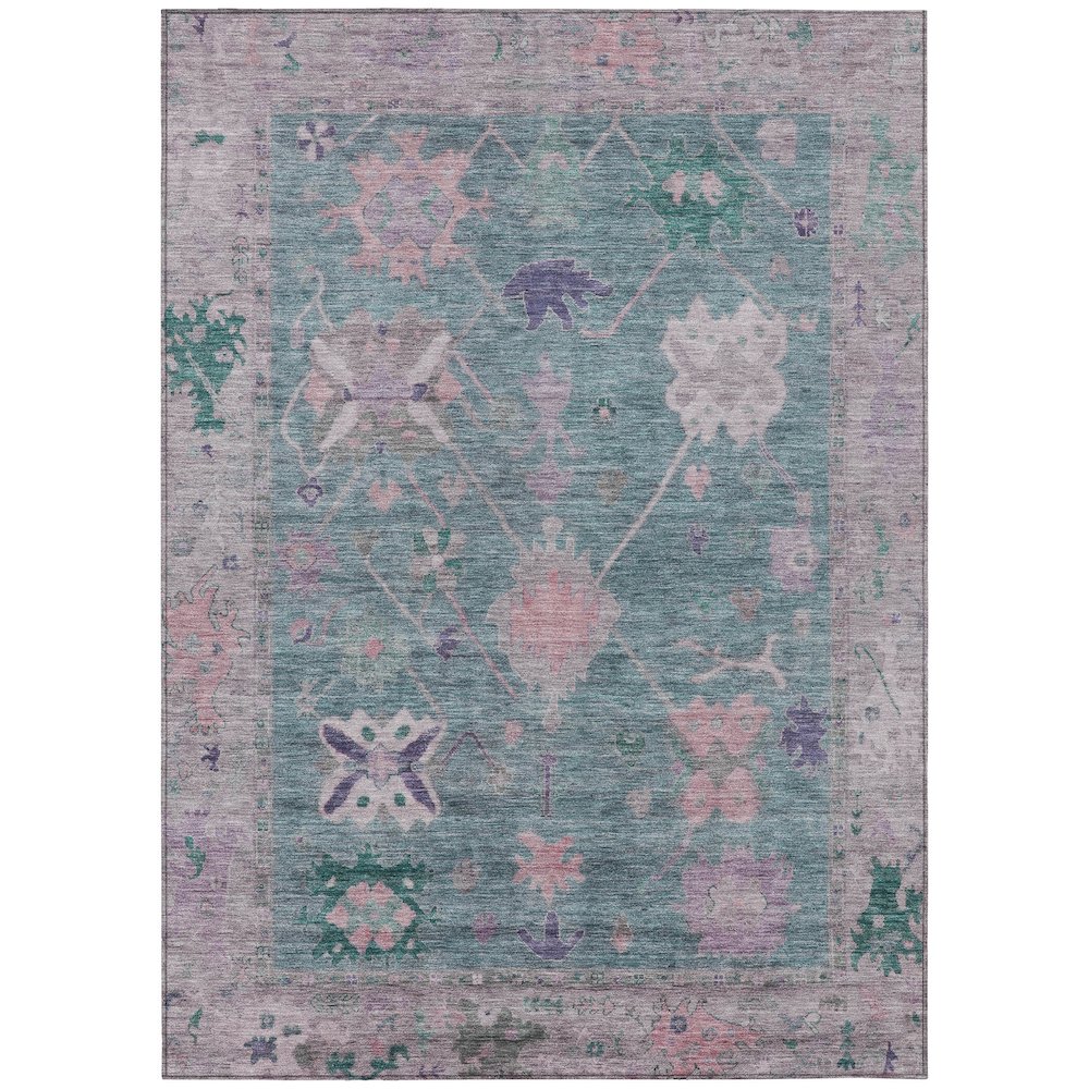 Machine Washable Indoor/Outdoor Chantille ACN2025 Green 3' x 5' Rug. Picture 1