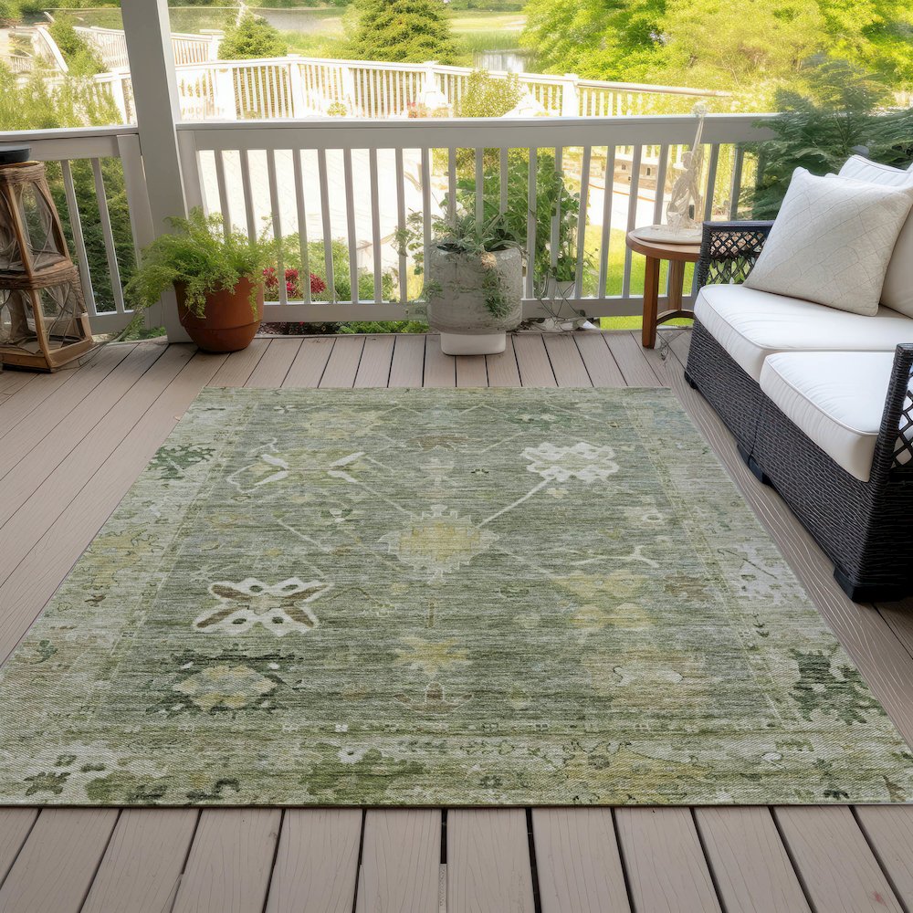 Machine Washable Indoor/Outdoor Chantille ACN2025 Sage 3' x 5' Rug. Picture 8