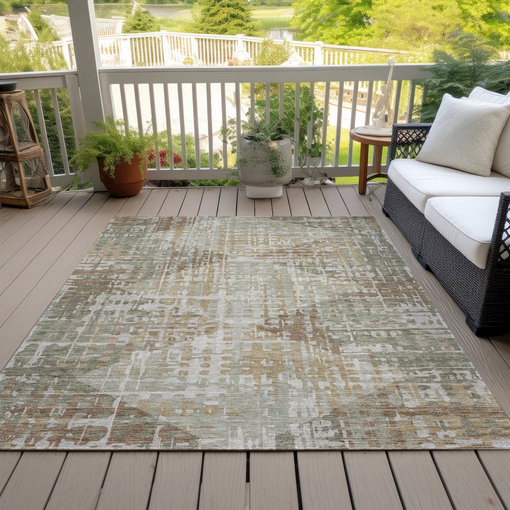 Machine Washable Indoor/Outdoor Chantille ACN2026 Aloe 3' x 5' Rug. Picture 8