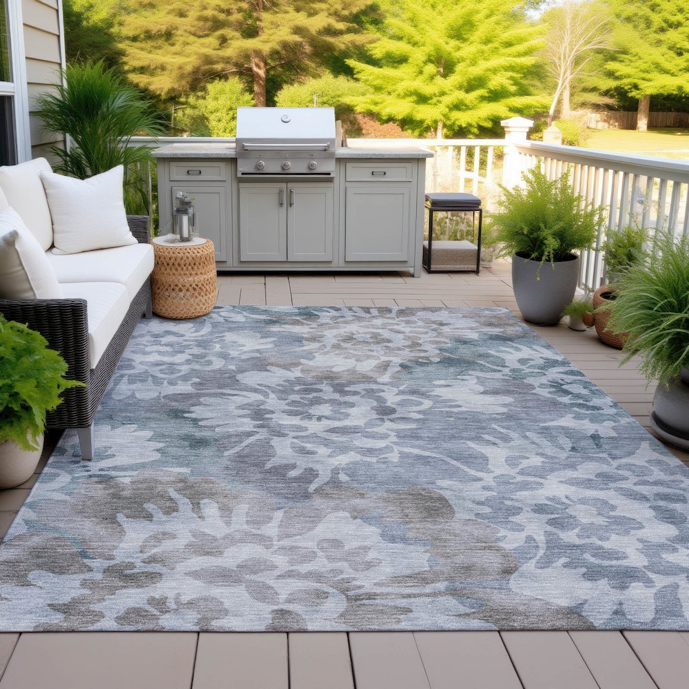 Machine Washable Indoor/Outdoor Chantille ACN2028 Blue 3' x 5' Rug. Picture 7