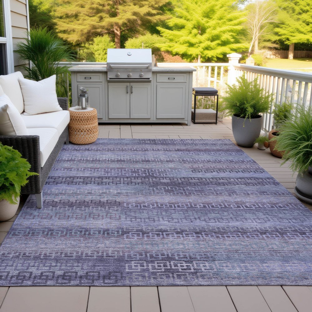 Machine Washable Indoor/Outdoor Chantille ACN2029 Plum 3' x 5' Rug. Picture 7